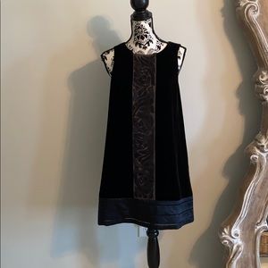 BCBGMAXAZRIA, black velvetand satin dress.